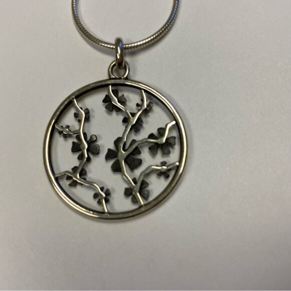 AGI NECKLACE CHAIN STERLING SILVER 925 ITALY 20” ROUND FLOWER PENDANT - Picture 6 of 8